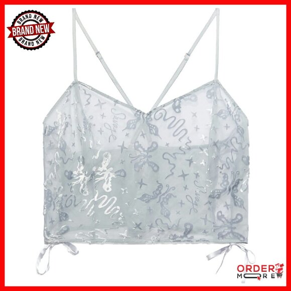 Cropped Velvet Sleep Cami with Lace-Up Sides & Adjustable Straps